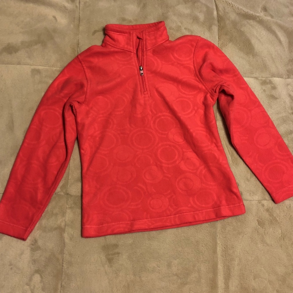 Lands end 1/4  zip fuchsia pink fleece top 5/6